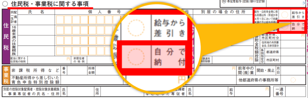 住民税を自分で納付する