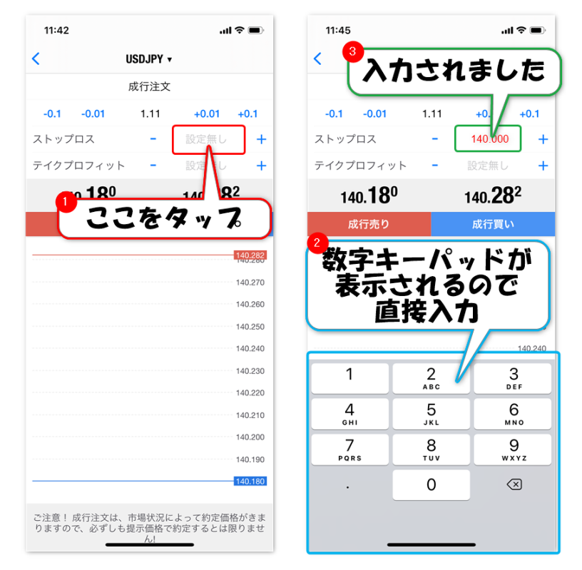 ストップロスの注文方法