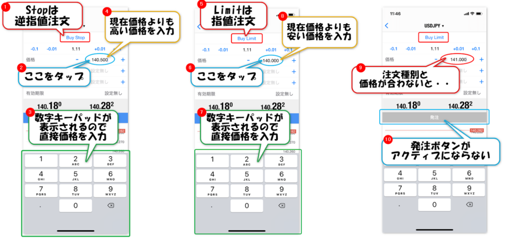 注文種別別の設定